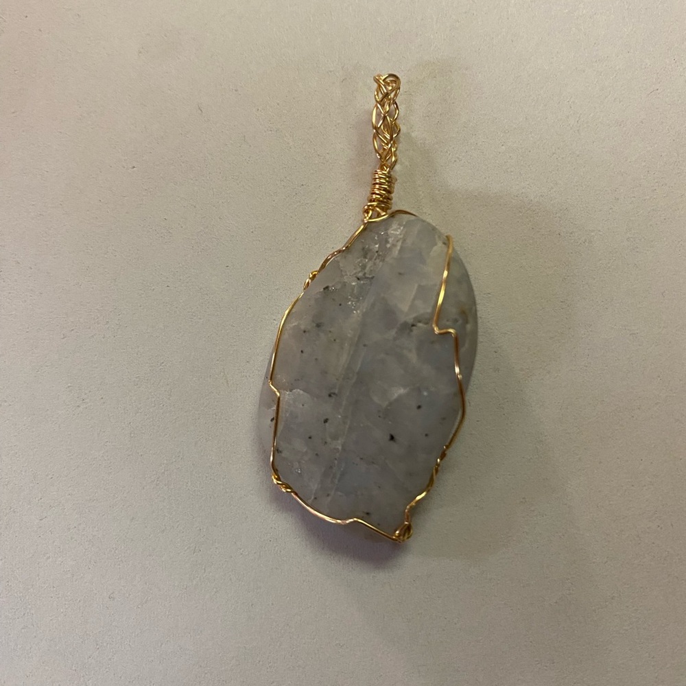 Gold Wire Wrapped purple Quartz Pendant